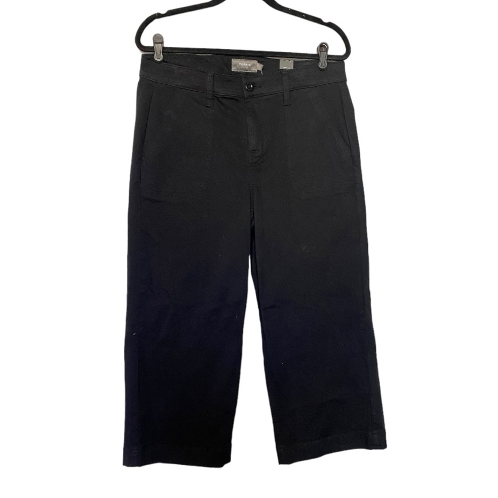 Torrid Crop Wide Leg Stretch Twill Mid-Rise Pant Black Size 12 - Picture 2 of 7